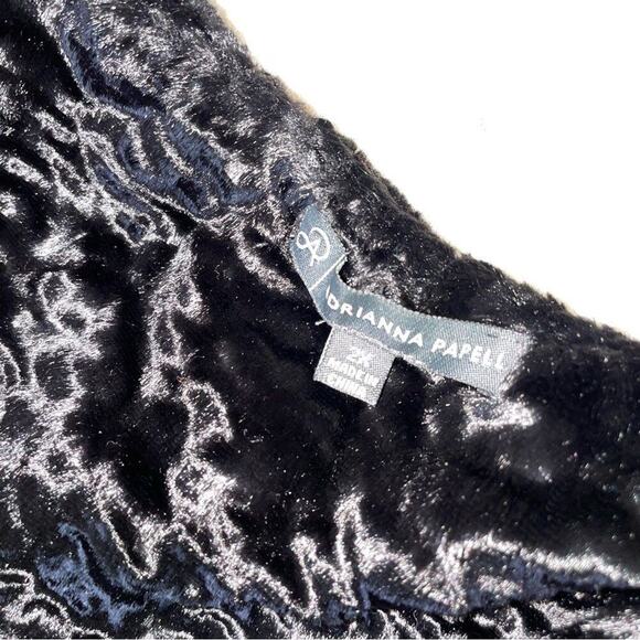 Adrianna Papell Black Faux Fur Combo Button Front Sweater Vest Plus SZ 2 fuzzy - Picture 6 of 12